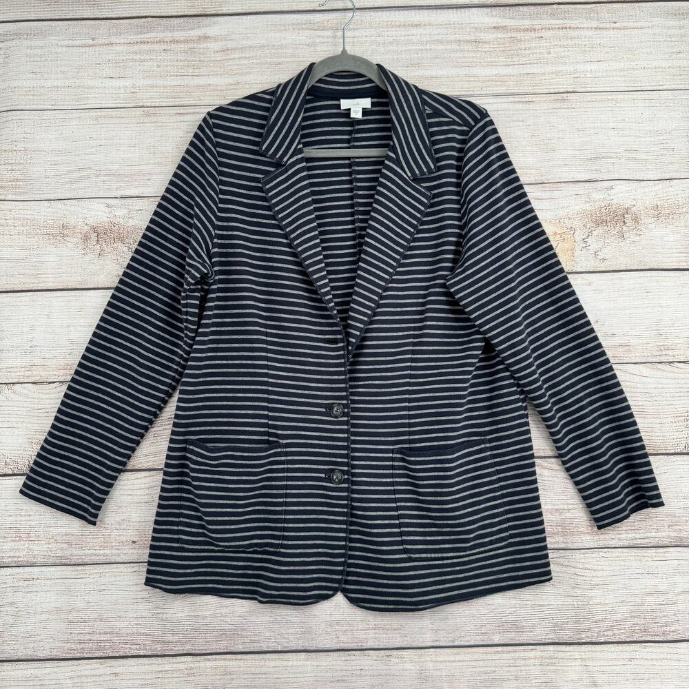 J. Jill‎ Striped Sweater Blazer Cardigan Womens Medium Blue Gray